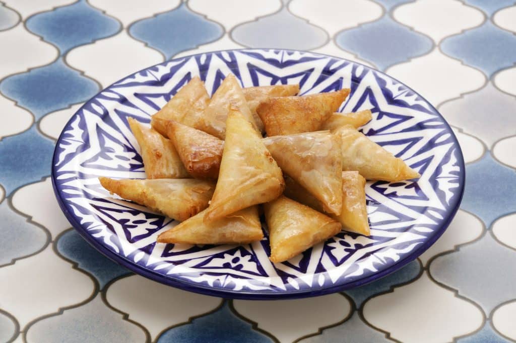 homemade almond briouat, moroccan cuisine